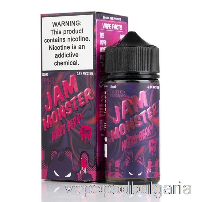 Vape 10000 Дръпки микс от горски плодове - конфитюр Monster - 100ml 0mg